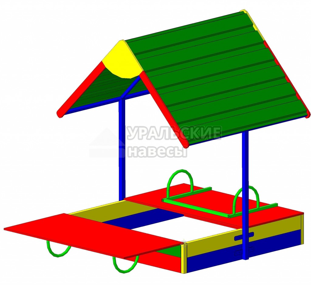 Песочница с навесом и крышкой 